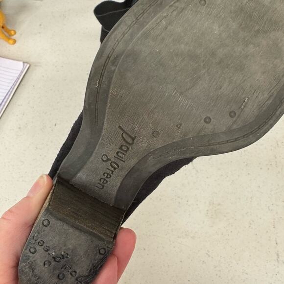 Paul Green Black Suede Stacked Heel Ankle Boots Womens 6.5 Leather Classic Fall - Picture 6 of 12